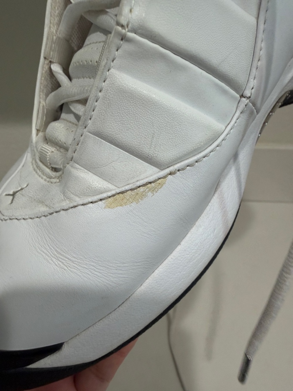 Jordan White and Black Basketball Sneakers - Picture 8 of 11